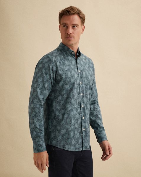 Overhemd van poplin met allover print – Black Indigo – Casual overhemden | VANGUARD