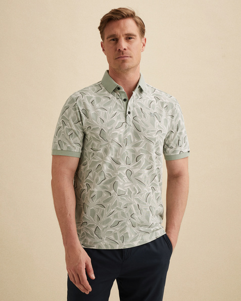 Polo van piqué met badge – Grey Comfort Denim – Polo's | VANGUARD