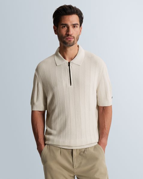 Polo shirt with allover texture and zipper closure – Castle Wall – Polo shirts | CAST IRON