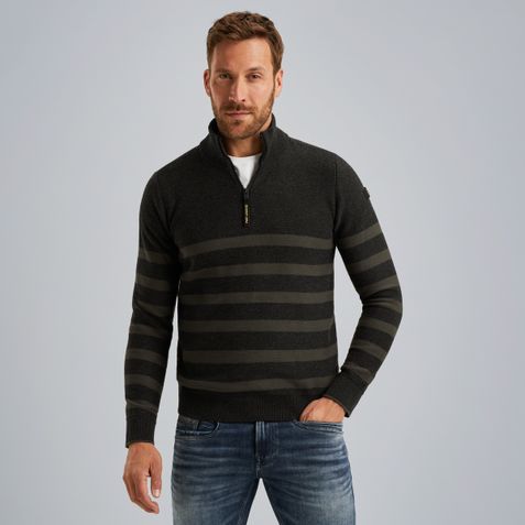 Pullover with half-zipper – Moonless Night – Pullovers | PME LEGEND