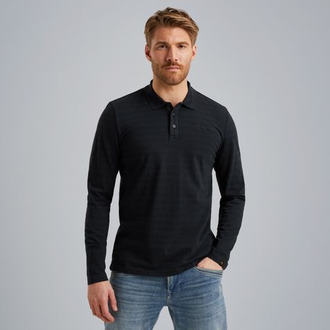 Polo shirt with long sleeves – Black Indigo – Polo shirts | PME LEGEND