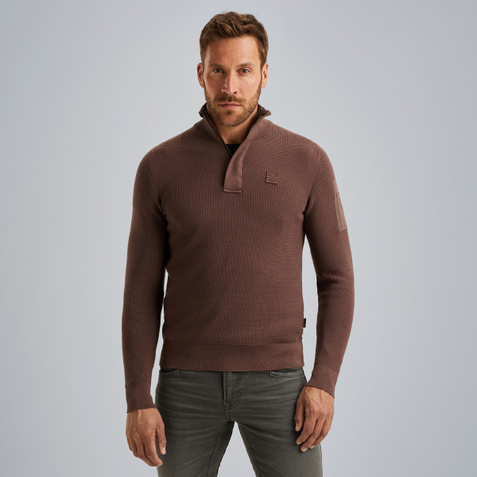 Pullover with half-zipper – Brown – Pullovers | PME LEGEND