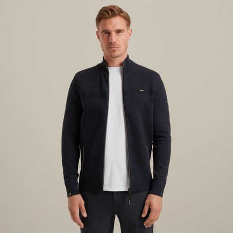 Cardigan with zipper closure – Black Indigo – Knitwear | VANGUARD