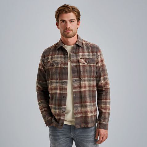 Shirt jacket with check pattern – Brown – Shirts | PME LEGEND