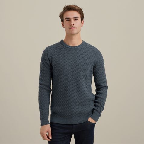 Pullover in cotton/wool blend – Black Indigo – Knitwear | VANGUARD