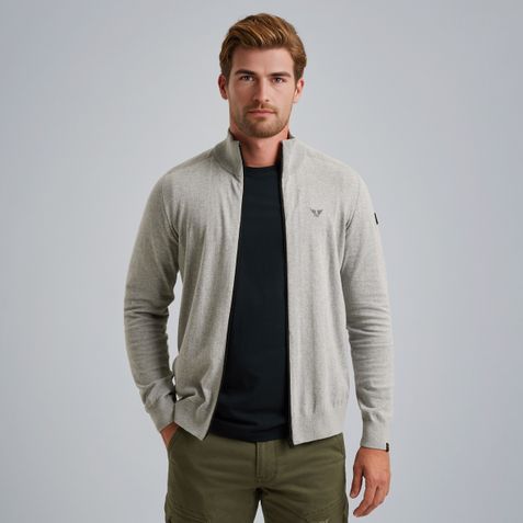 Cardigan with zipper closure – Grey Comfort Denim – Cardigans | PME LEGEND