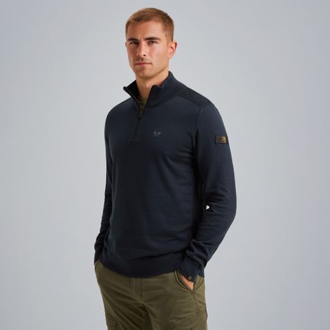 Pullover with half-zip – Black Indigo – Pullovers | PME LEGEND