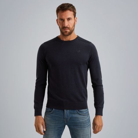 Pullover in 100% premium merino wool – Black Indigo – Pullovers | PME LEGEND