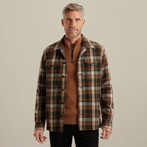 Shirt jacket with check pattern – Brown – Shirts | VANGUARD