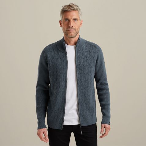 Cardigan with zipper closure – Black Indigo – Knitwear | VANGUARD