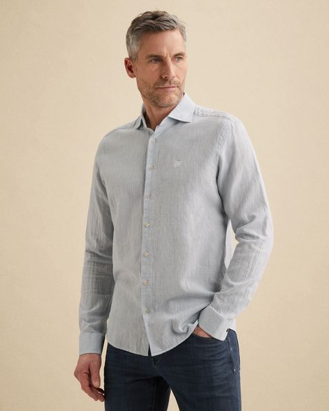 Hemd aus Baumwolle/Leinen – Black Indigo – Casual-Hemden | VANGUARD