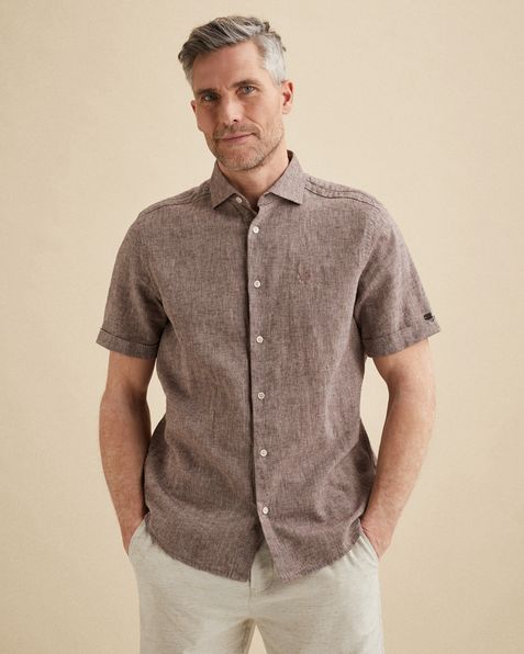 Shirt with short sleeves in linen blend – Burnshed Lilac – Casual shirts | VANGUARD