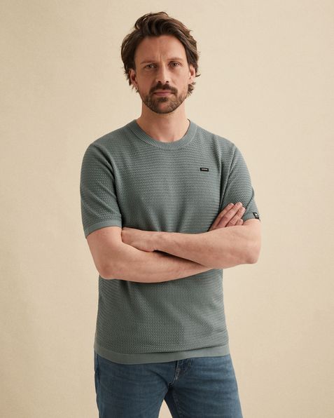 T-shirt en coton/modal avec structure – Black Indigo – T-shirts | VANGUARD