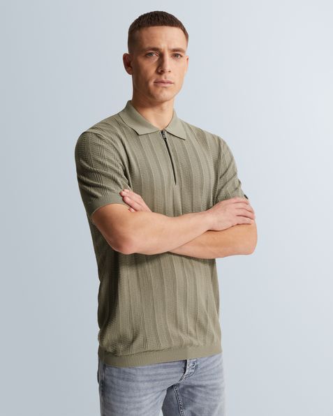 Polo shirt with zipper closure and allover texture – Elmwood – Polo's | CAST IRON