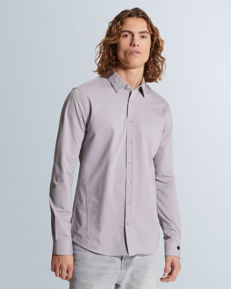 Shirt in twill jersey – Burnshed Lilac – Smart casual overhemden | CAST IRON