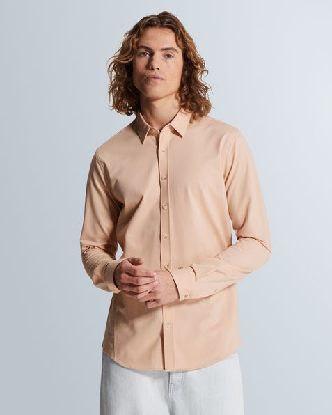 Shirt in twill jersey with allover texture – Mellow Rose – Smart casual overhemden | CAST IRON