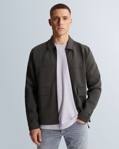 Sweat jacket with zipper closure and flat collar – Grey Comfort Denim – Sweatshirts | CAST IRON