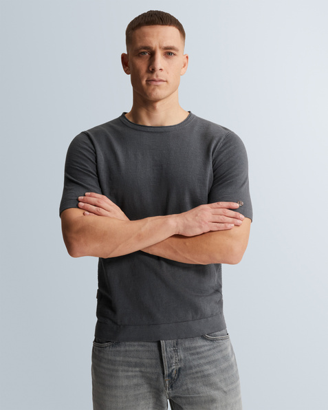 T-shirt in slub cotton – Grey Comfort Denim – T-shirts | CAST IRON