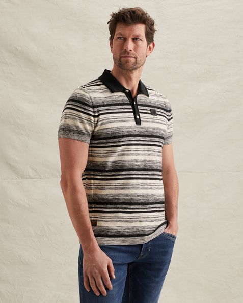 Polo shirt with color gradient and badge – Black Indigo – Polo shirts | PME LEGEND