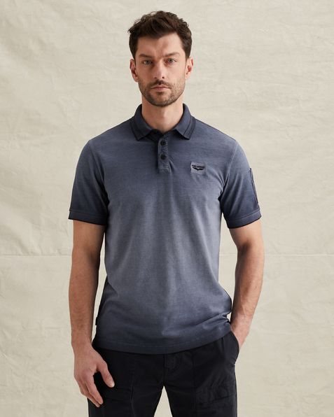 Polo met cold-dye wassing en flight pocket – Black Indigo – Polo's | PME LEGEND
