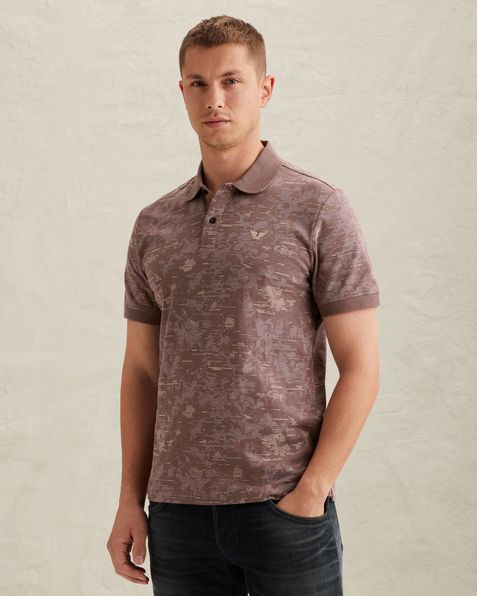 Polo shirt in slub jersey with allover print – Burnshed Lilac – Polo shirts | PME LEGEND