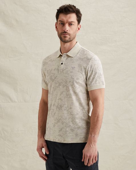 Polo shirt in slub jersey with allover print – Castle Wall – Polo shirts | PME LEGEND