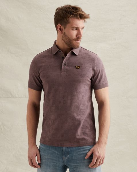 Polo met allover jacquardpatroon – Burnshed Lilac – Polo's | PME LEGEND