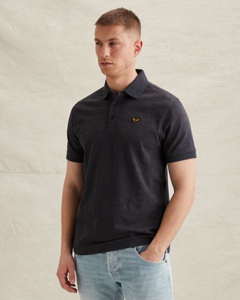 Polo met allover jacquardpatroon – Black Indigo – Polo's | PME LEGEND