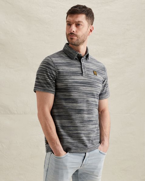 Poloshirt aus Piqué mit Streifenmuster – Black Indigo – Poloshirts | PME LEGEND