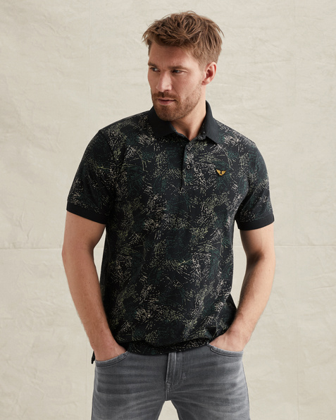 Polo de jersey con estampado integral – Black Indigo – Polos | PME LEGEND