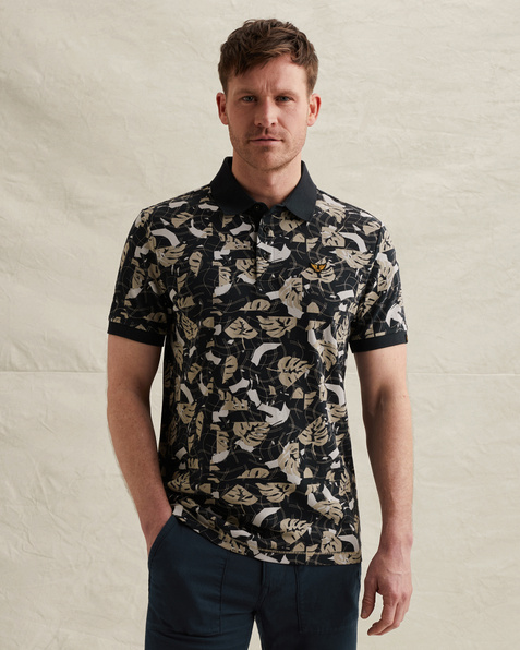 Polo shirt with allover print and tailwing logo – Black Indigo – Polo shirts | PME LEGEND