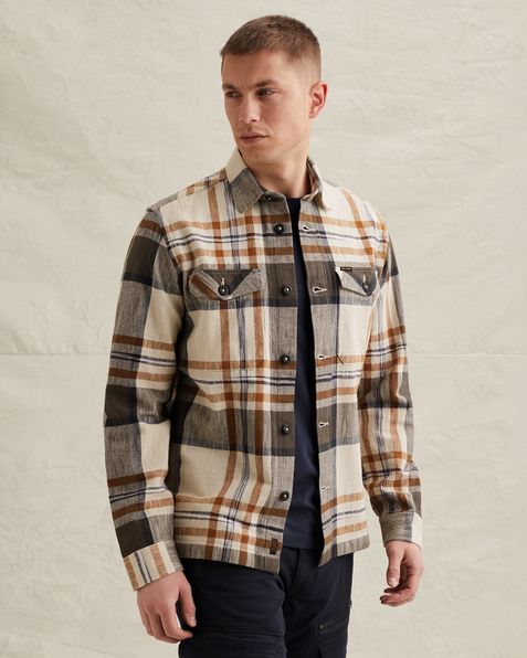 Shirt with check pattern and badge – Pumpkin Spice – Casual shirts | PME LEGEND