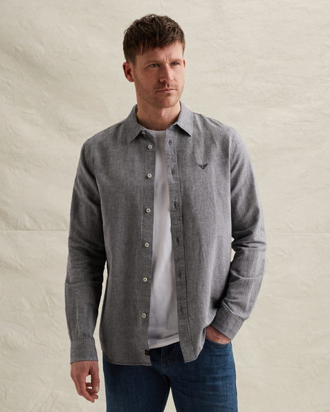 Shirt in cotton/linen with allover print – Black Indigo – Casual shirts | PME LEGEND