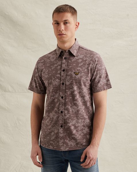 Shirt in jersey piqué with allover print – Burnshed Lilac – Casual shirts | PME LEGEND