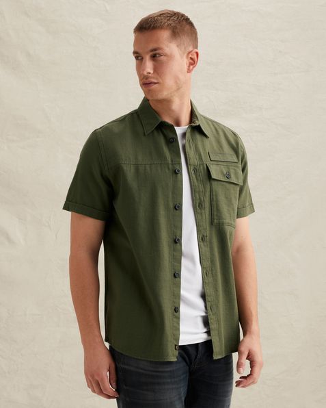 Shirt in slub cotton with short sleeves – Elmwood – Casual shirts | PME LEGEND