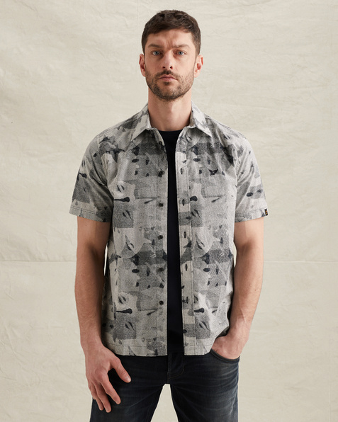 Shirt jacket with short sleeves and allover print – Black Indigo – Casual shirts | PME LEGEND