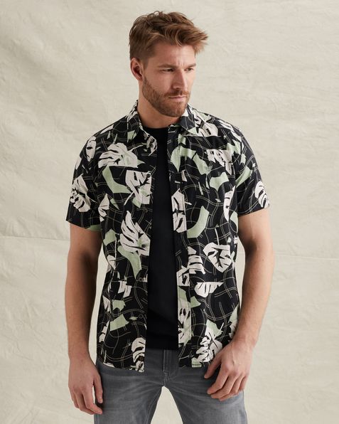 Shirt with short sleeves in slub cotton – Black Indigo – Casual shirts | PME LEGEND