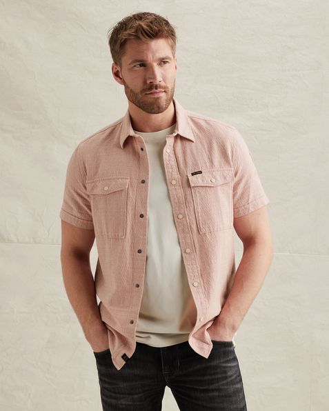 Hemd mit kurzen Ärmeln aus Baumwolle/Leinen – Mellow Rose – Casual-Hemden | PME LEGEND