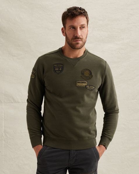 Sweatshirt with badges and garment-dye wash – Elmwood – Sweatshirts | PME LEGEND