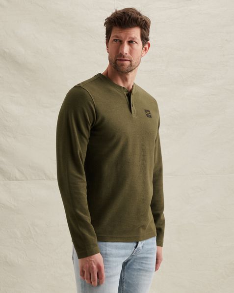 Henley T-shirt with long sleeves – Elmwood – T-shirts | PME LEGEND
