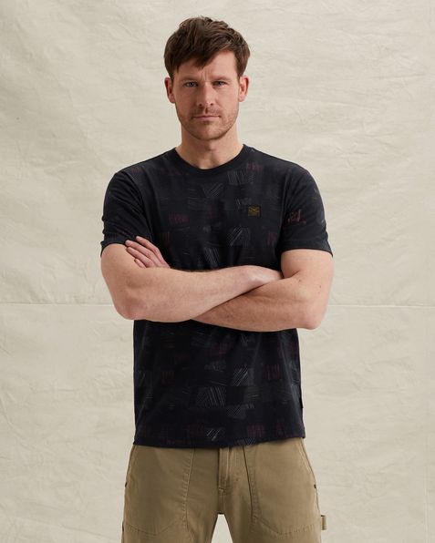 T-shirt with allover print and slub effect – Black Indigo – T-shirts | PME LEGEND