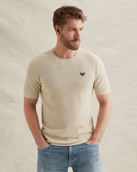 T-Shirt aus Baumwolle/Modal mit Badge – Castle Wall – T-Shirts | PME LEGEND