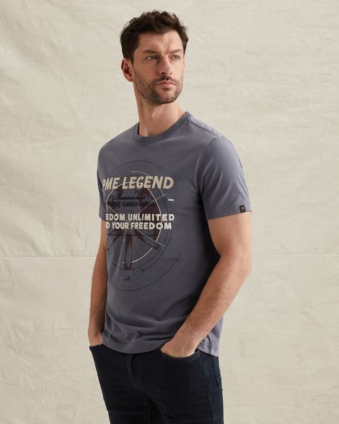 T-shirt in cotton jersey with artwork – Grey Comfort Denim – T-shirts | PME LEGEND