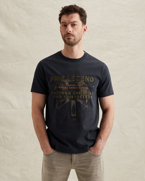 T-shirt in cotton jersey with artwork – Black Indigo – T-shirts | PME LEGEND