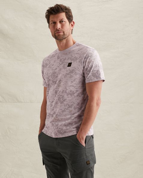 T-shirt in slub cotton with allover print – Burnshed Lilac – T-shirts | PME LEGEND