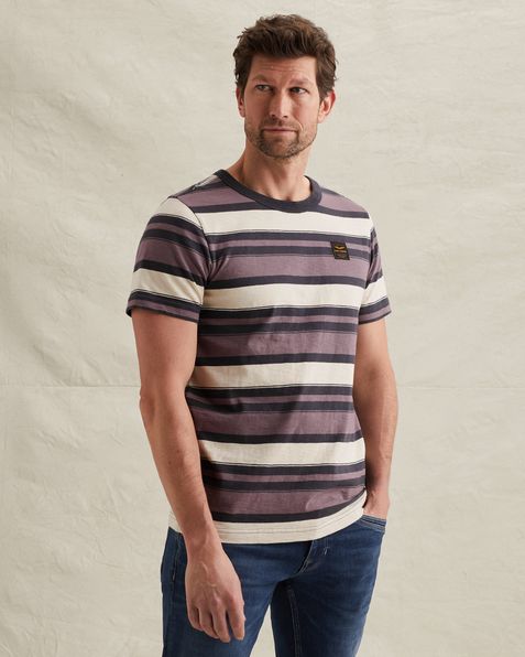 T-shirt with multicolor stripe pattern – Burnshed Lilac – T-shirts | PME LEGEND