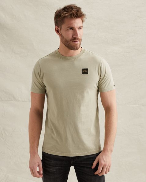 T-shirt with badge and a garment-dye wash – Castle Wall – T-shirts | PME LEGEND