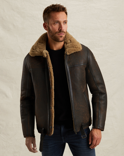 Ceptor leather jacket – Brown – T-shirts | PME LEGEND