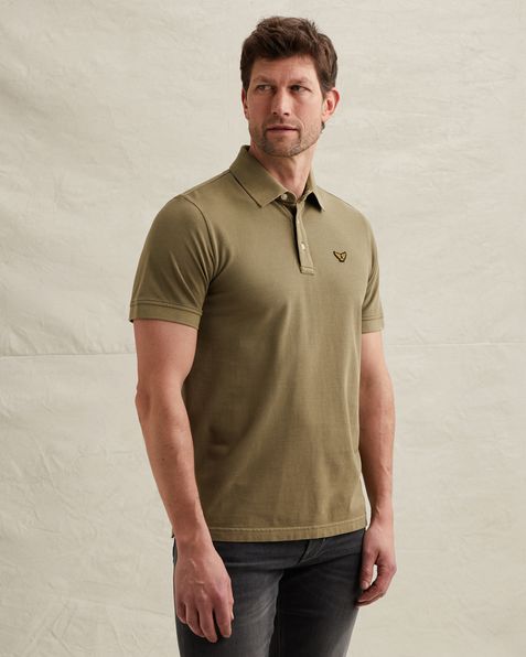 Polo shirt with tailwing logo and garment-dye wash – Weeping Willow – Polo shirts | PME LEGEND