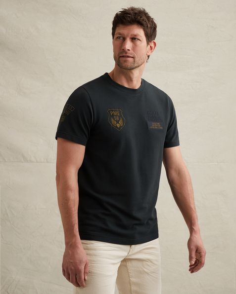 T-shirt in jersey with multiple badges – Black Indigo – T-shirts | PME LEGEND